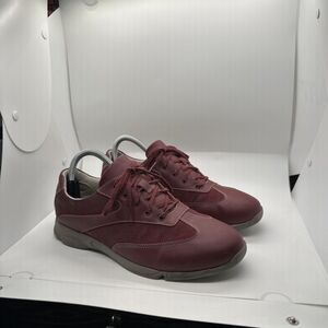 Rockport Women's Walking Shoes, Burgundy Red Leather Lace Sneakers Size 10 US
